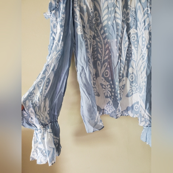 Alice McCall Be Free Light Breezy Puff Sleeve Blouse Deer Pattern Blue US 2 - Picture 8 of 9